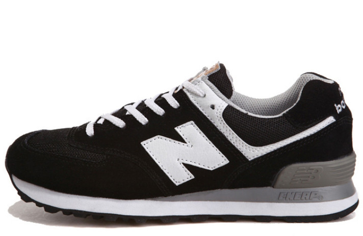 Кроссовки New Balance 574 Black White  черные, замшевые