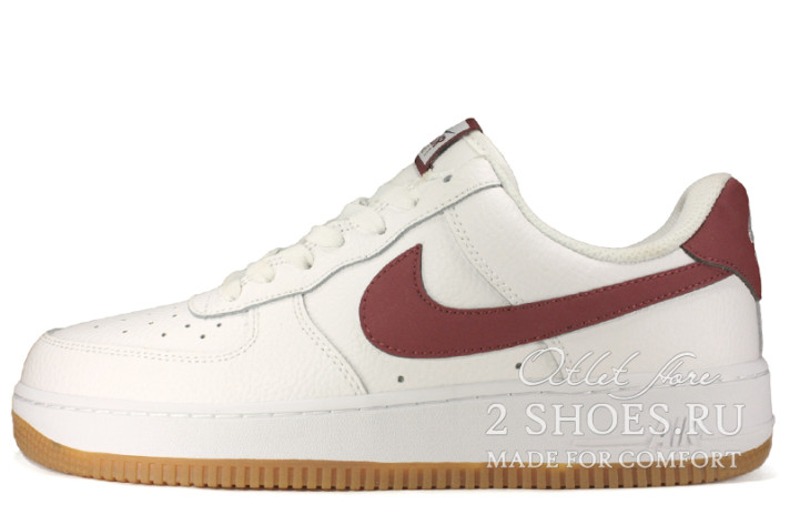 Кроссовки Nike Air Force 1 Low White Gum Medium Brown CI0057-101 белые, кожаные