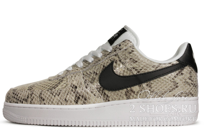 Кроссовки Nike Air Force 1 Low Snakeskin BQ4424-100 бежевые, кожаные