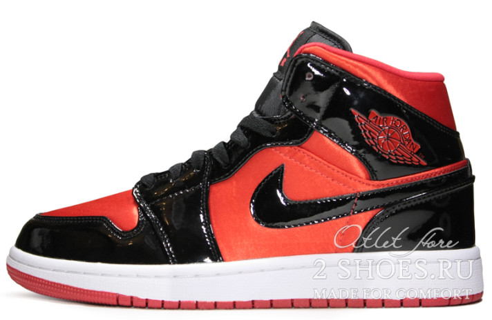 Кроссовки Nike Air Jordan 1 Mid Hot Punch Black BQ6472-600 черные, красные
