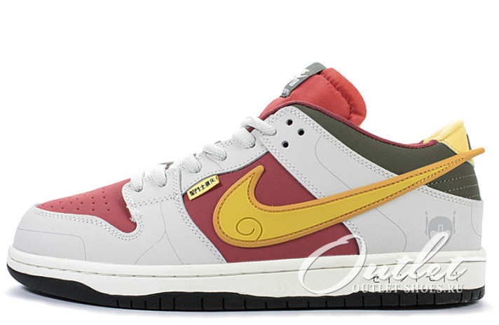 Кроссовки Nike Dunk SB Low Saint Seiya White Red Gold  красные, серые