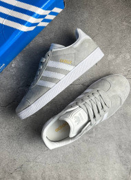 Кроссовки Adidas Gazelle Grey White живое фото 2