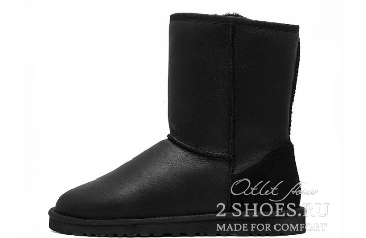 Ugg Australia Classic Short Metallic Black  черные, кожаные